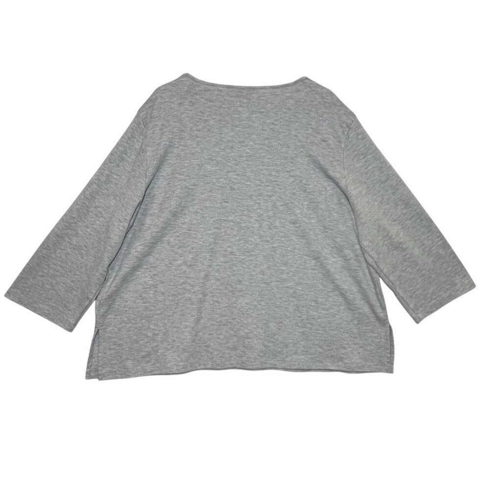 ALFRED DUNNER Woman Top Embellished Chenille Floral Size 2X Gray Long Sleeves - Picture 3 of 10